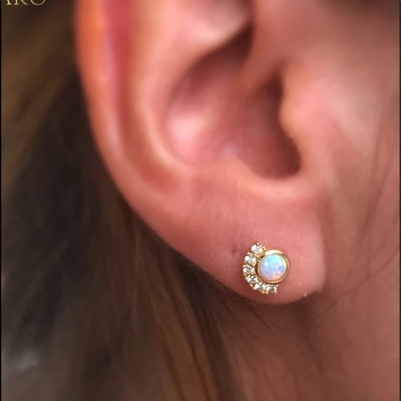 Dainty Fire Opal Earrings - Picture 2 of 2